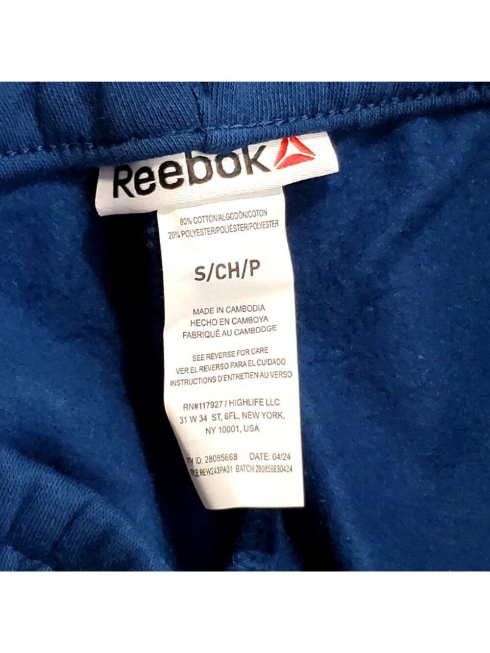 Reebok After Class Jogger Sweatpants Cuffed Poseidon Blue S Unisex Casual Athlet - Picture 10 of 11